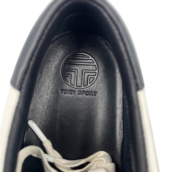 Tory Sport Ruffle Low Top Leather Sneakers Shoes White Black Size 8M - Picture 7 of 9